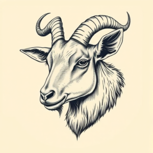 Engraving Goat Tattoo