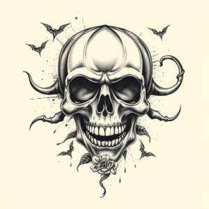 Engraving Halloween Tattoo