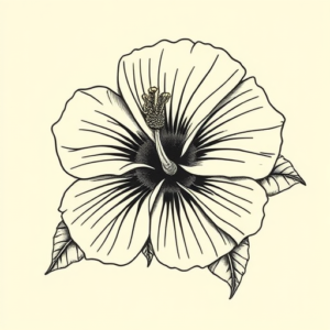 Engraving Hibiscus Tattoo