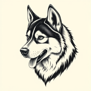 Engraving Husky Tattoo