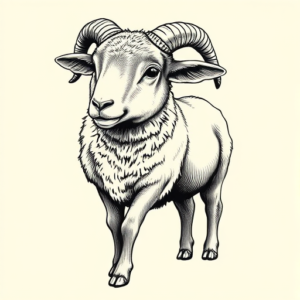 Engraving Lamb Tattoo