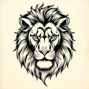 Engraving Lion Tattoo