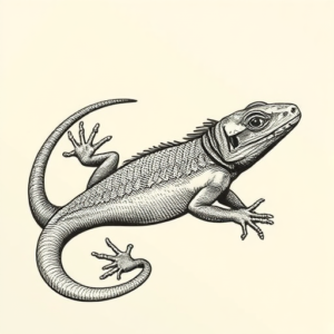 Engraving Lizard Tattoo