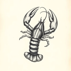 Engraving Lobster Tattoo