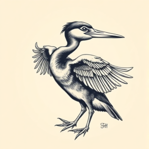 Engraving Loon Tattoo