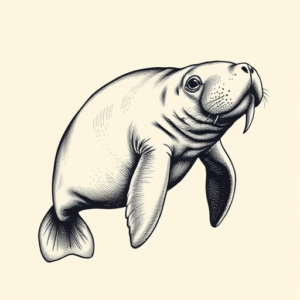 Engraving Manatee Tattoo