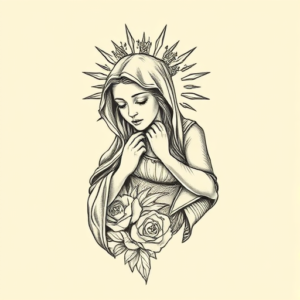 Engraving Mary Tattoo