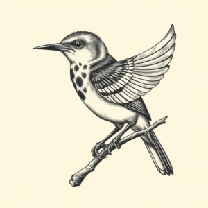 Engraving Mockingbird Tattoo