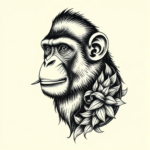 Engraving Monkey Tattoo