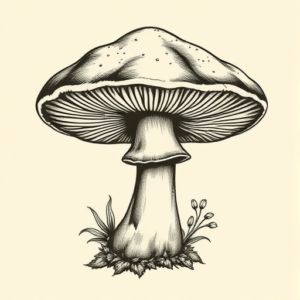Engraving Mushroom Tattoo