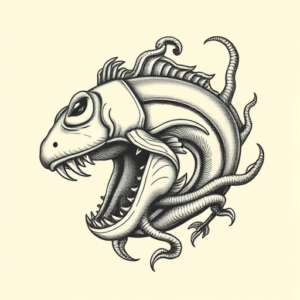 Engraving Ocean Tattoo