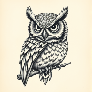 Engraving Owl Tattoo