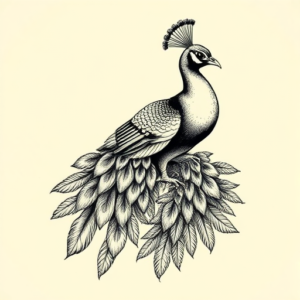 Engraving Peacock Tattoo