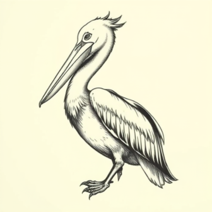 Engraving Pelican Tattoo