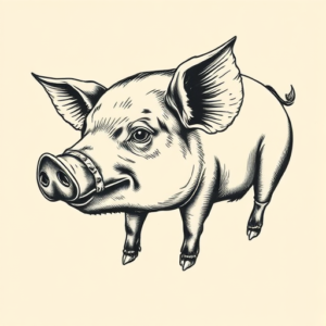 Engraving Pig Tattoo