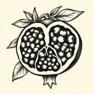 Engraving Pomegranate Tattoo