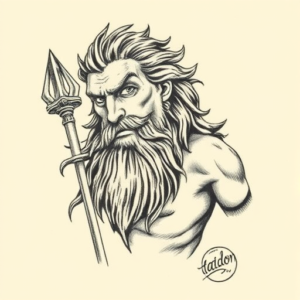 Engraving Poseidon Tattoo