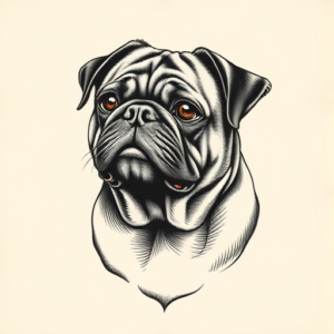Engraving Pug Tattoo