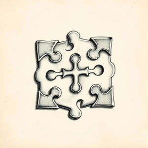 Engraving Puzzle Tattoo