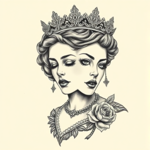 Engraving Queen Tattoo