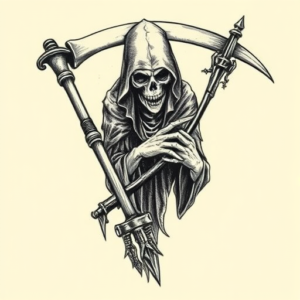 Engraving Reaper Tattoo