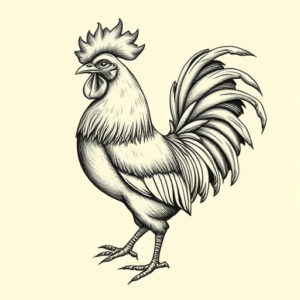 Engraving Rooster Tattoo