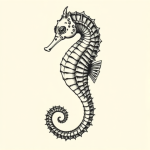 Engraving Seahorse Tattoo