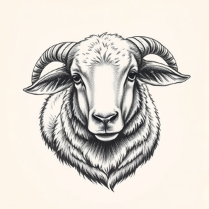 Engraving Sheep Tattoo