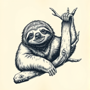 Engraving Sloth Tattoo