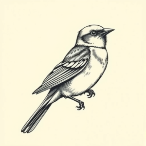 Engraving Sparrow Tattoo