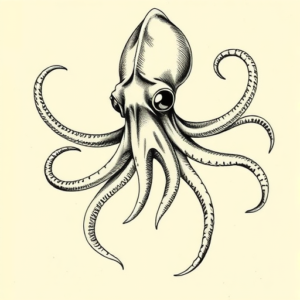 Engraving Squid Tattoo