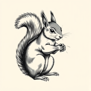 Engraving Squirrel Tattoo