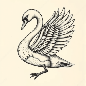 Engraving Swan Tattoo