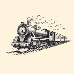 Engraving Train Tattoo