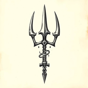 Engraving Trident Tattoo