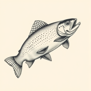 Engraving Trout Tattoo