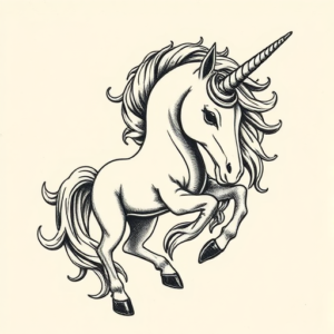Engraving Unicorn Tattoo