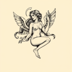 Engraving Virgo Tattoo