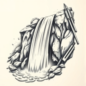 Engraving Waterfall Tattoo