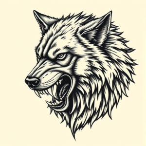 Engraving Werewolf Tattoo