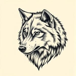 Engraving Wolf Tattoo