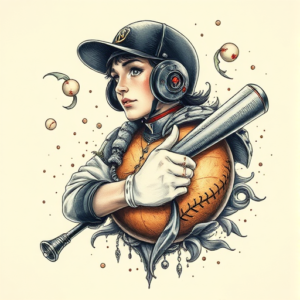 Fantasy Realism Baseball Tattoo