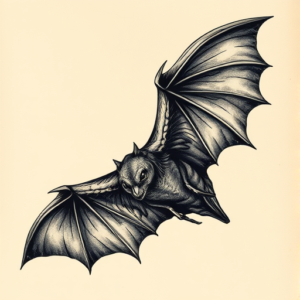 Fantasy Realism Bat Tattoo