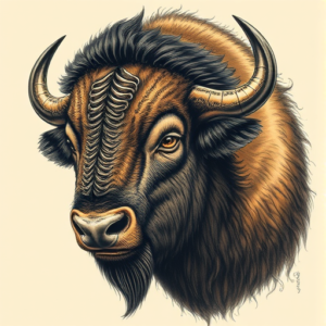 Fantasy Realism Bison Tattoo