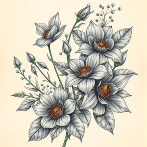 Fantasy Realism Botanical Tattoo