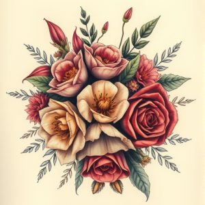 Fantasy Realism Bouquet Tattoo