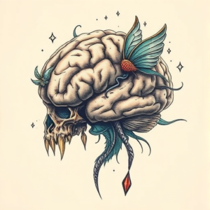 Fantasy Realism Brain Tattoo