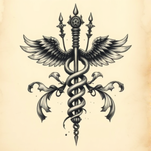 Fantasy Realism Caduceus Tattoo
