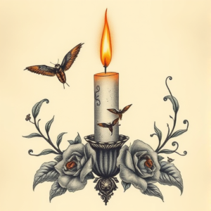 Fantasy Realism Candle Tattoo