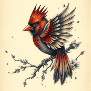 Fantasy Realism Cardinal Tattoo